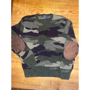 Polo Ralph Lauren Men’s Camoflauge Elbow Patches Crew Neck Sweater Size Small